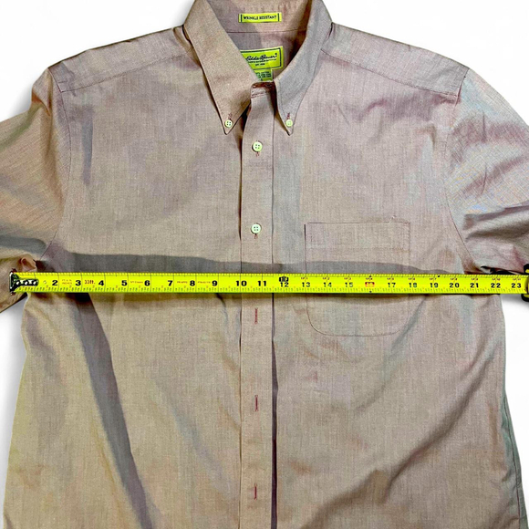 Vintage Eddie Bauer Pink Button Up Shirt Large Cotton Preppy Workwear - Picture 8 of 8